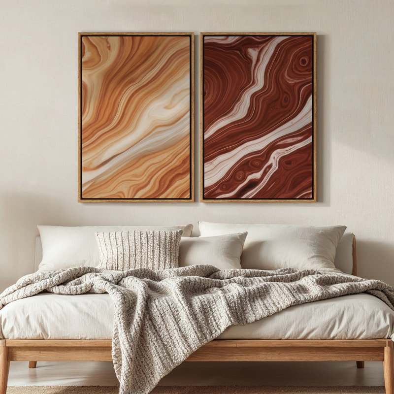 Art mural encadré sur toile, rétro muraux abstraits pour chambre à coucher, H 24 po x l 16 po, Naturel