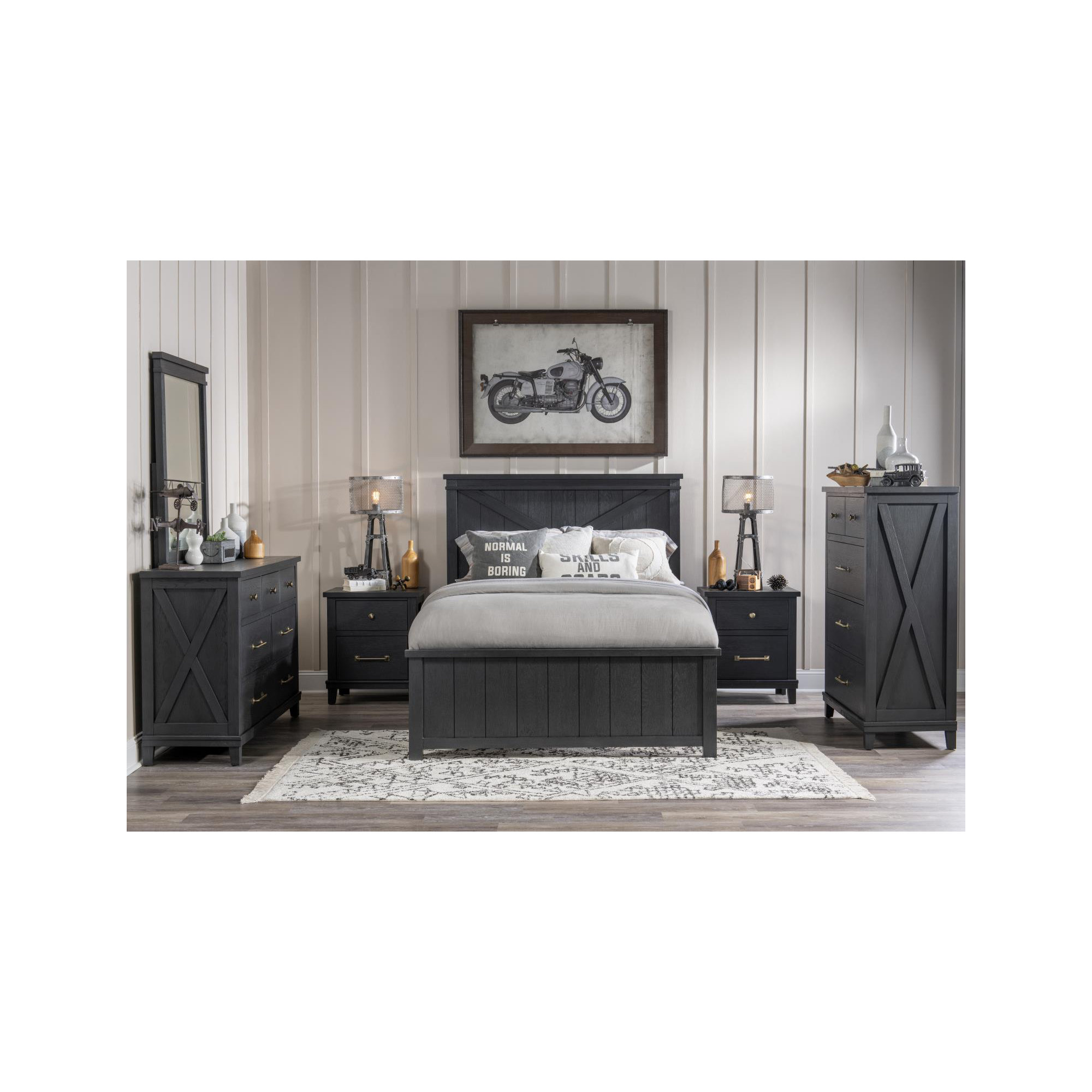 Flatiron 2 Drawer Nighstand, Black