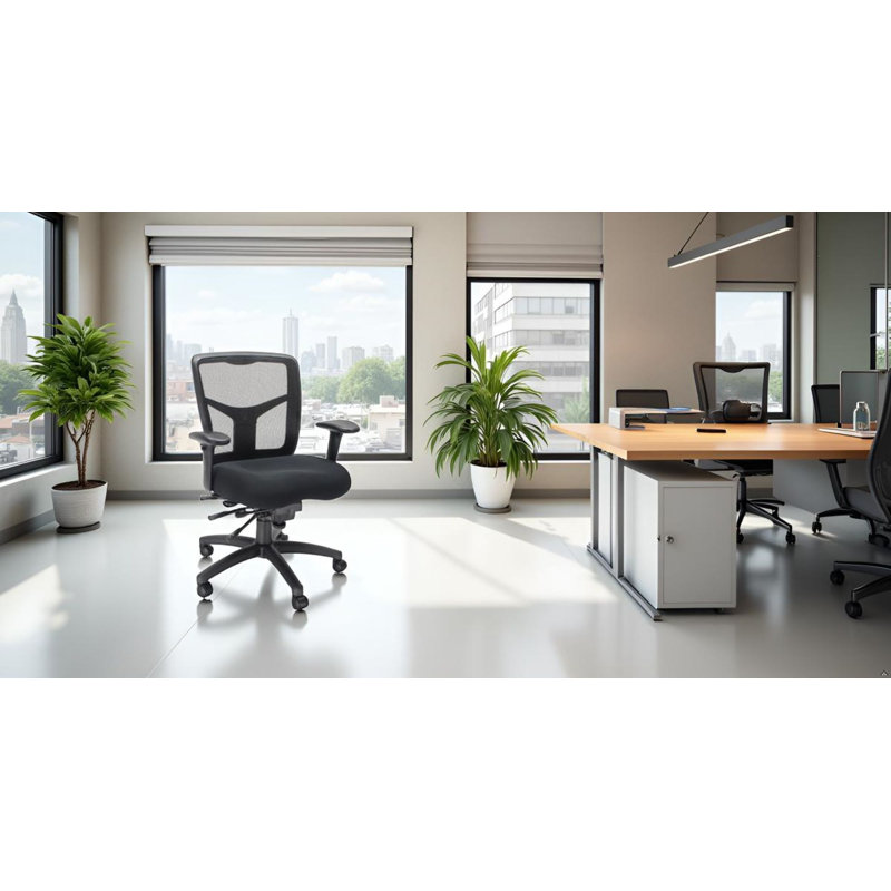 Chaise de bureau ergonomique en Y avec dossier en filet et dossier réglable, Noir