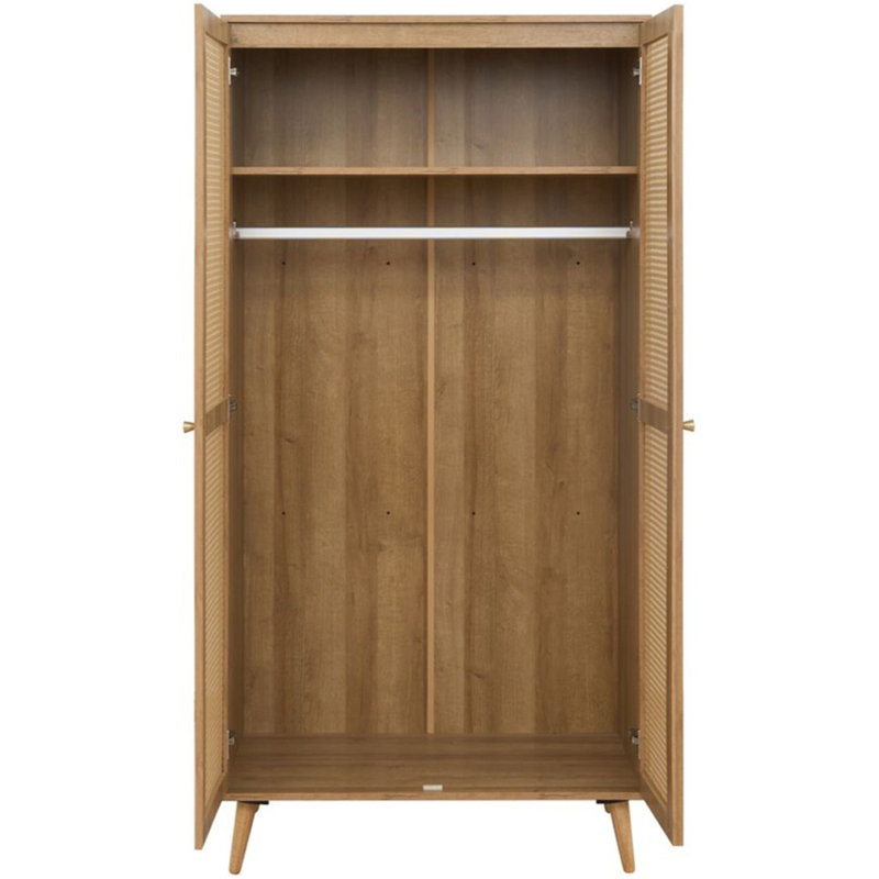 Manila Rattan 2 Door Double Wardrobe, Oak