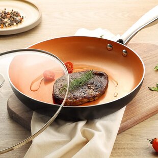 MICHELANGELO Deep Frying Pan with Lid, 9.5 Inch, Nonstick, Aluminum,  Ergonomic Handle, Induction Compatible