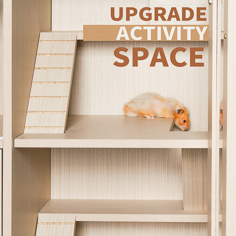 Cage à hamster à 4 niveaux, armoire de rangement, armoire d'appoint