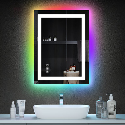 Gaulrapp Anti-Fog RGB Backlit & LED Frontlit Bathroom / Vanity Mirror with Tempered Glass & ETL