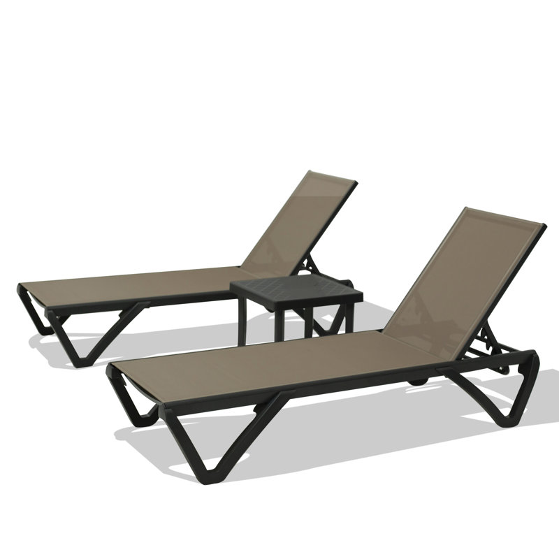 Patio Chaise Lounge Chair Set Of 3, Gray, 2