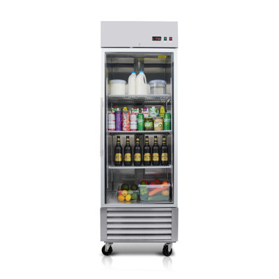 Réfrigérateur commercial 27 "à porte battante avec porte en verre de 27 pieds en acier inoxydable avec éclairage DEL