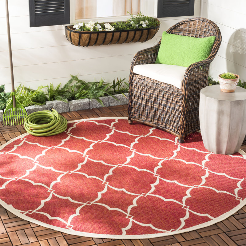 Adler Performance Geometric Indoor/Outdoor Area Rug, Round 6'7"