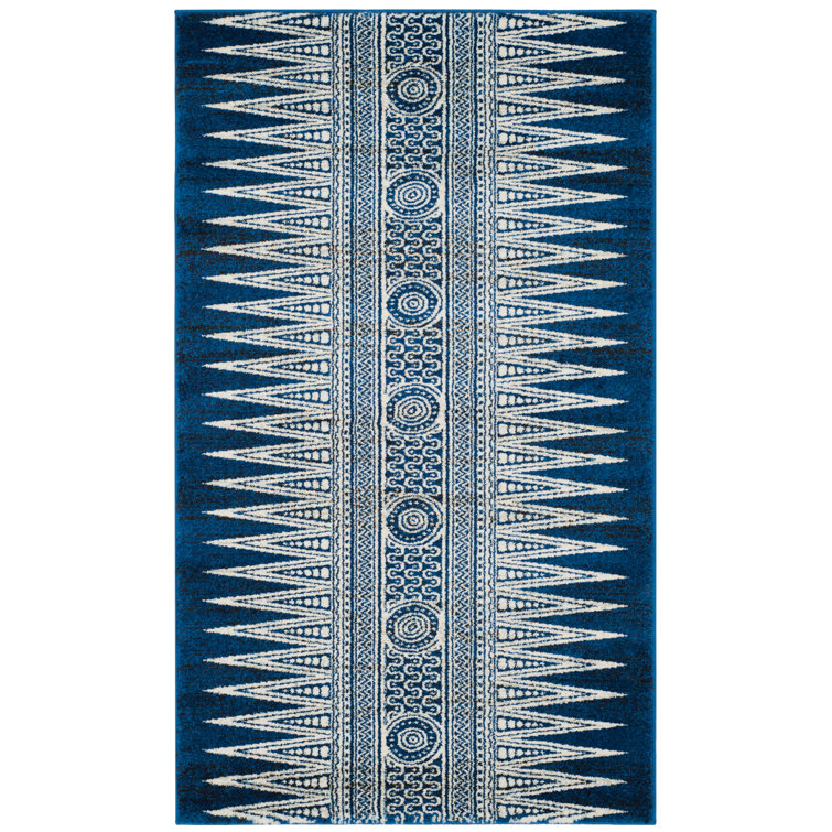 Tapis géométrique bleu royal / ivoire Allard