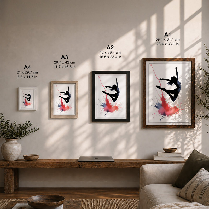 Leap of Freedom Modern - Framed Print, A3 - 42.0 x 29.7 cm, Black