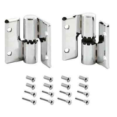 Prime-Line Surface Mounted Hinge Set, Left Hand In/Right Hand Out, with Fasteners, Stainless Steel (Single Pack)