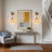 Armed Sconces with Amber Glass Shade