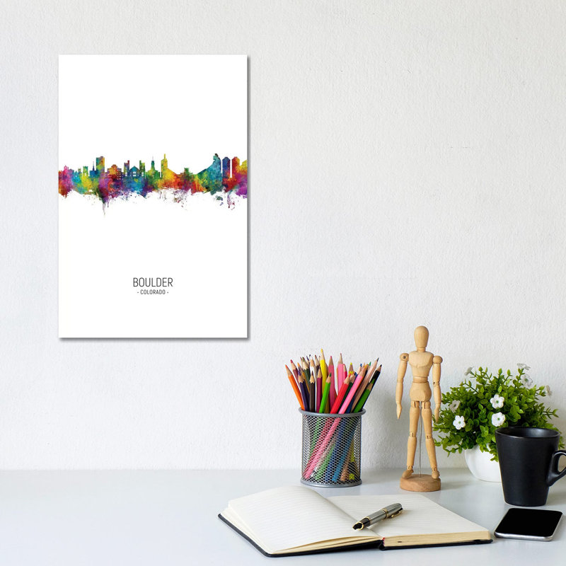 Boulder Colorado Skyline Portrait by Michael Tompsett - Wrapped Canvas Gallery-Wrapped Canvas Giclée, 20.32 cm H x 30.48 cm W