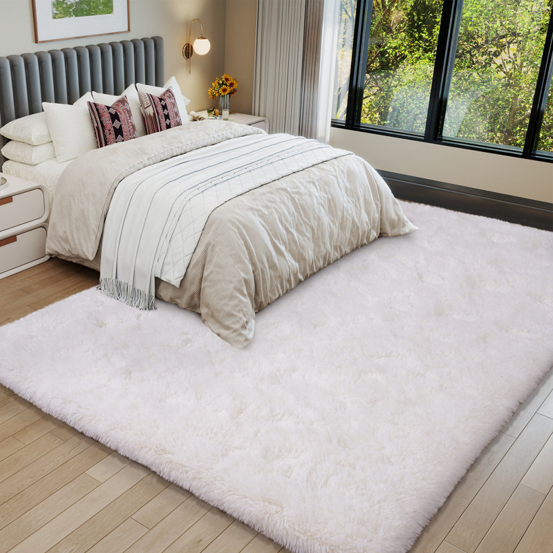 Shag Rug Soft Fluffy Cream White Indoor Area Rug for Living Room Bedroom Nursery Kids Room, Rectangle 5' x 7', Cream White