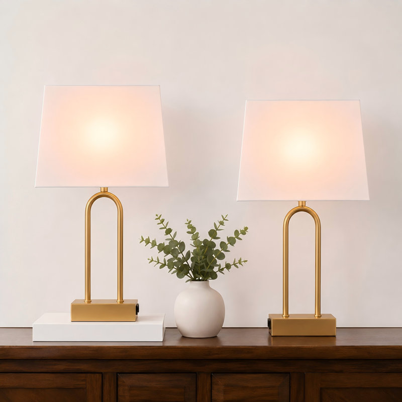 Metal USB Table Lamp, Gold