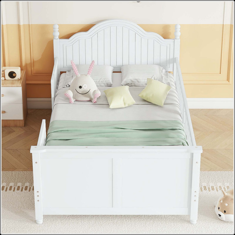 Lit plateforme convertible avec garde-corps amovibles, Lit simple, Blanc