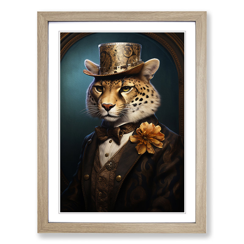 Cheetah Victorian No.2 Framed Print, Oak Framed, 34cm H x 25cm W x 2cm D