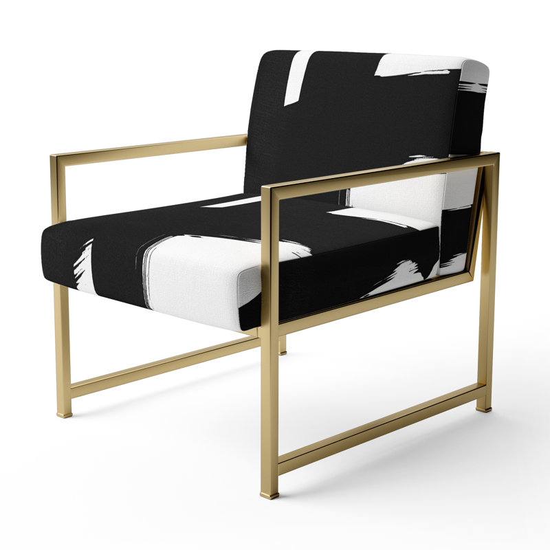 Chaise avec accoudoirs rembourrée dorée Uhler, Doré