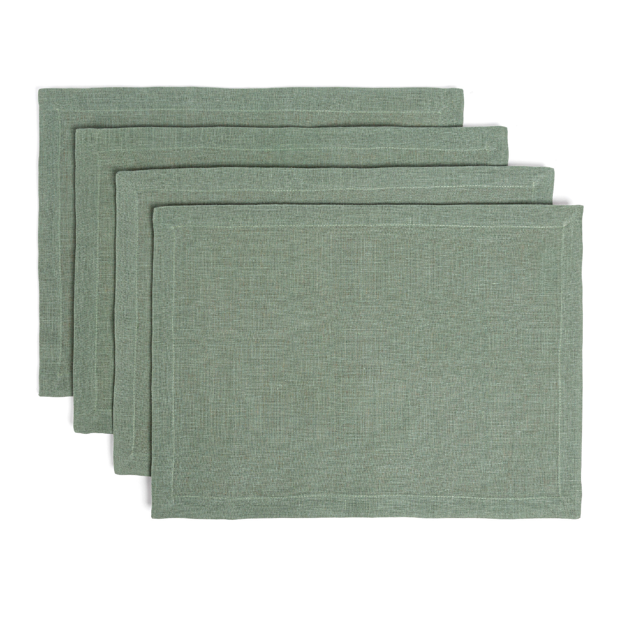Set of 4 Washed 100%-Linen Woven Placemats