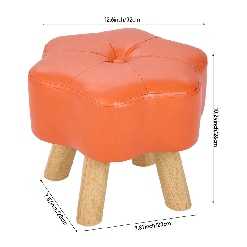 Modern Flower-Shaped PU Leather Stool Footstool, Grey