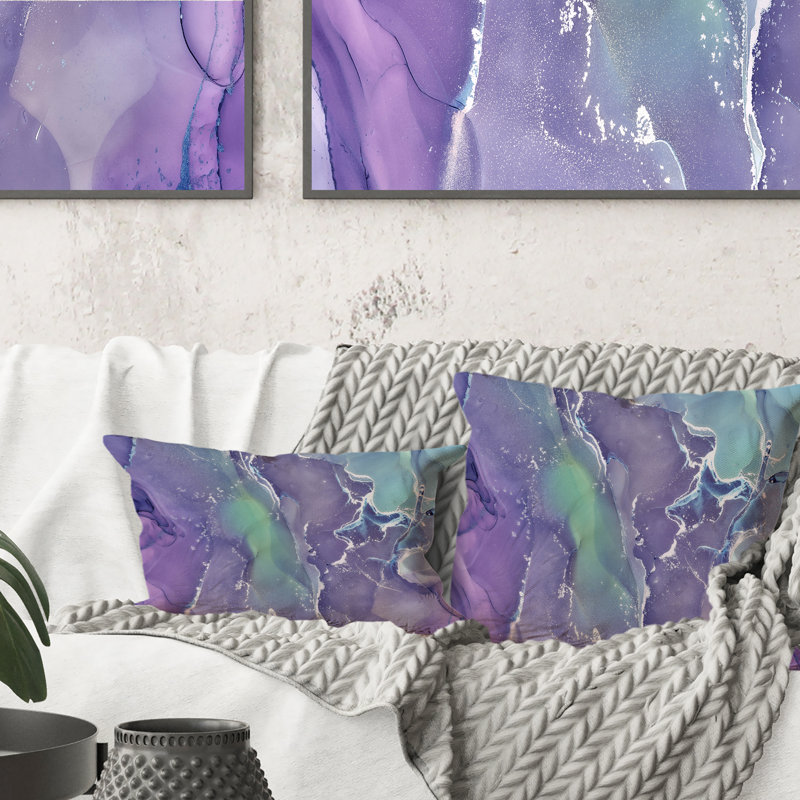 Fuchia liquide mauve et bleu Art VII - Coussin décoratif imprimé moderne 1