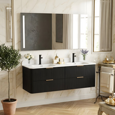 Meuble-lavabo mural moderne avec lavabo et 4 tiroirs Modern