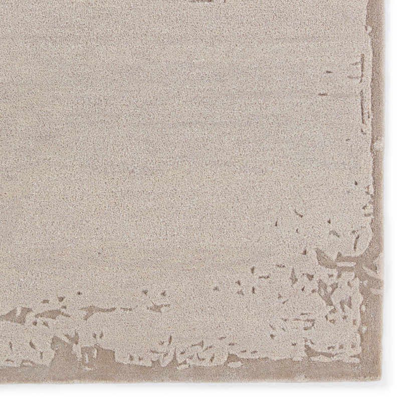 Tapis crème / taupe abstrait fait à la main Ulrich (8 pi x 10 pi), Rectangle 9 pi x 12 pi