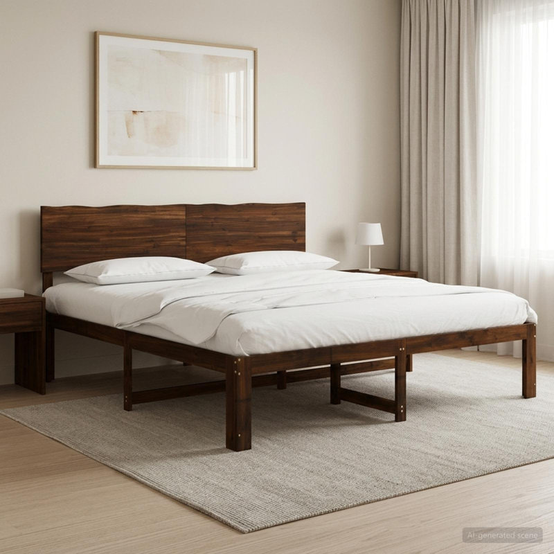 Solid Wood Bed Frame, Super King (6'), Dark Brown