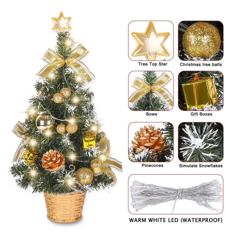 Arbre de Noël artificiel lumineux 18 'Hasen, Or