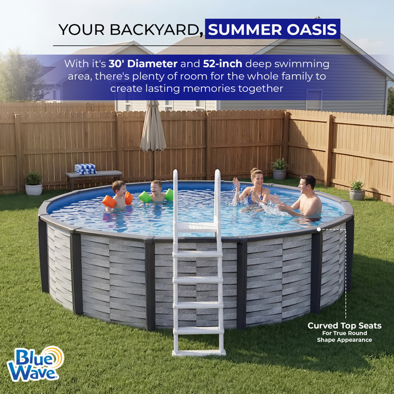 Piscine hors-terre à parois dures et profondes de 30 pieds de 52 po Blue Wave Affinity, 30' W x 52" H