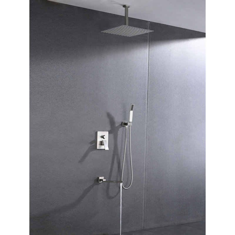 Ensemble de système de douche de plafond avec douche à main et pomme de douche 16 po