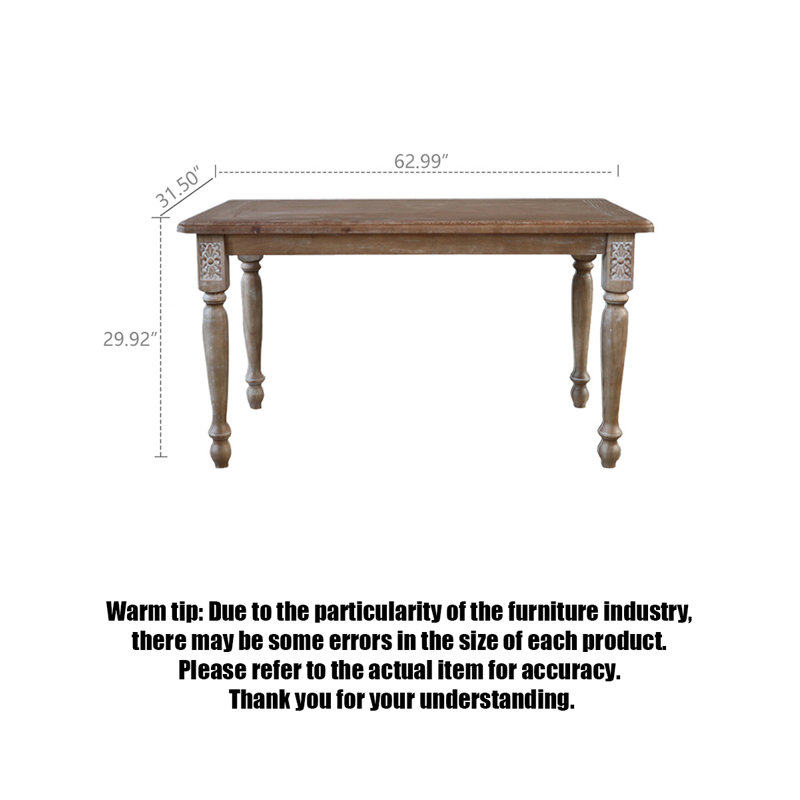 Table de salle à manger American Country, H 29,92 po x L 62,99 po x l 31,50 po