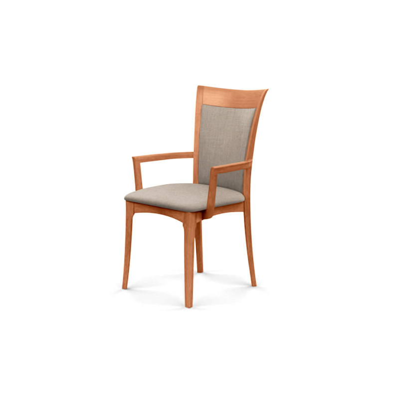 Morgan Upholstered Arm Chair, Natural Cherry, Microseude Onyx
