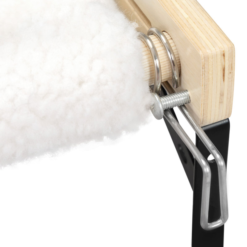 Small White Cashmere Rectangular Cat Hammock with Wooden Frame
