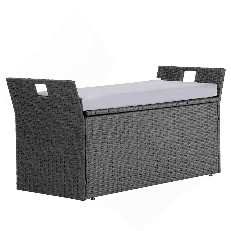 Outdoor Storage Bench PE Rattan 40Gal Deck Box Waterproof Outdoor Seat & Storage