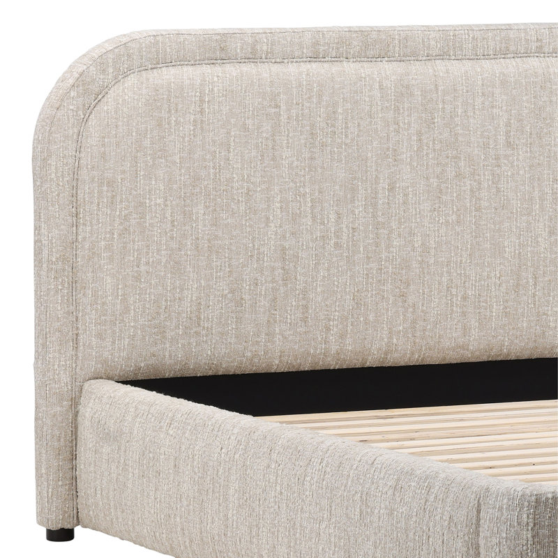 Agi Polyester Velvet Bed, Camel, Queen, Queen, Beige