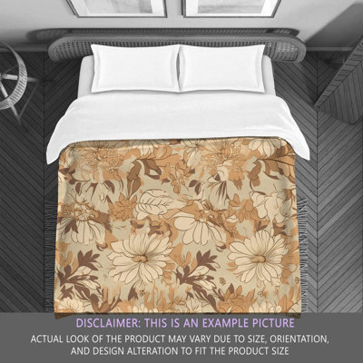 Floral Gold/Beige Microfiber Comforter