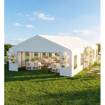 20x40 FT Outdoor Party Wedding Event Canopy Tent , Galvanized Steel Frame Shelter with Mesh Screen & Roll-Up Double Doors, Waterproof PE Cover, Removable Sidewalls and Windows