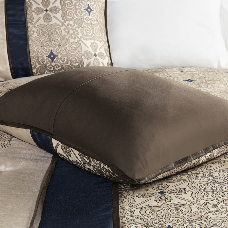 Navy Comforter - King With 18" X Pillow & Sham 2 Square 1