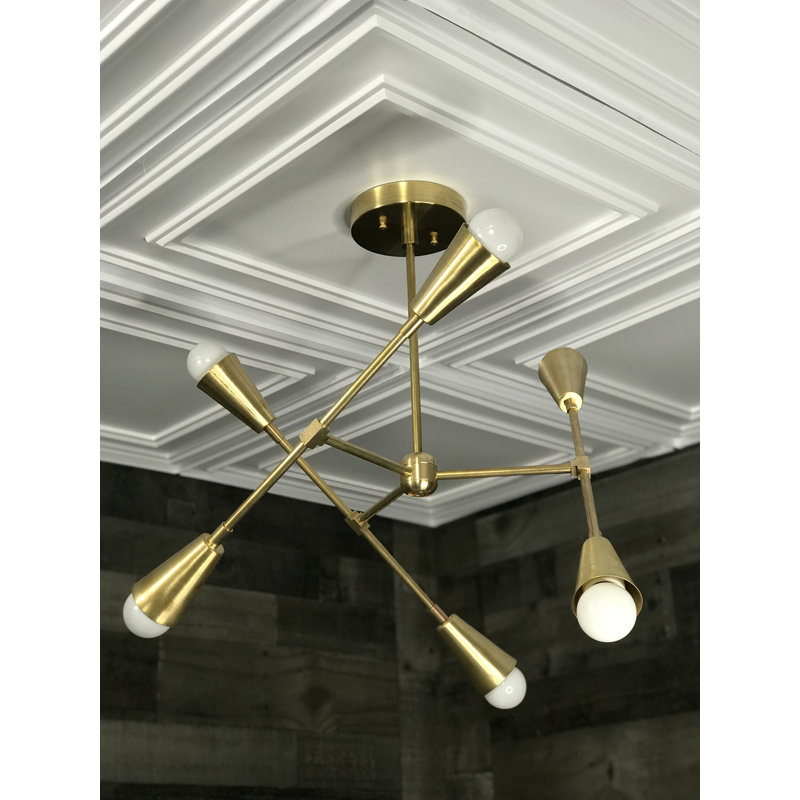 Lustree linéaire 6 lumières spoutnik modern Neha, Laiton brut