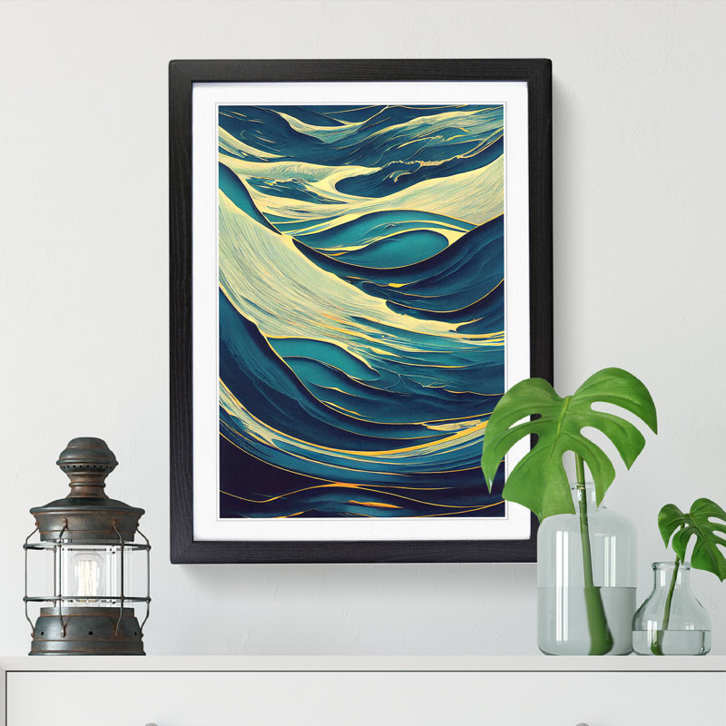 Ocean Sea Abstract Art Vol.4 - Picture Frame Print, 46cm H x 34cm W x 2cm D, Black