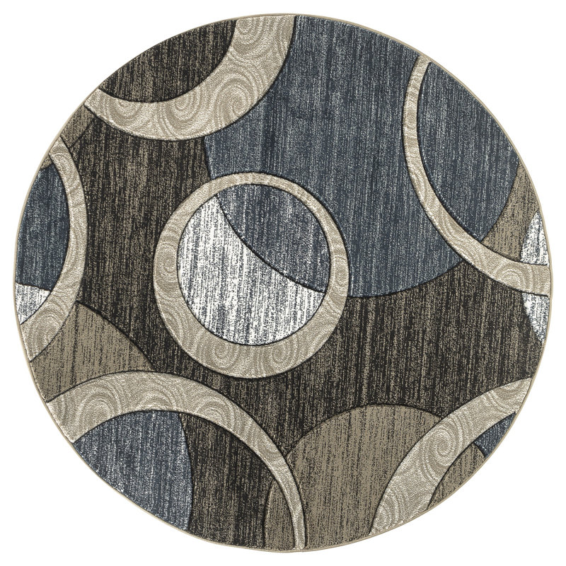 Tapis brun / gris Adonia, Rond 8 pi 1 po
