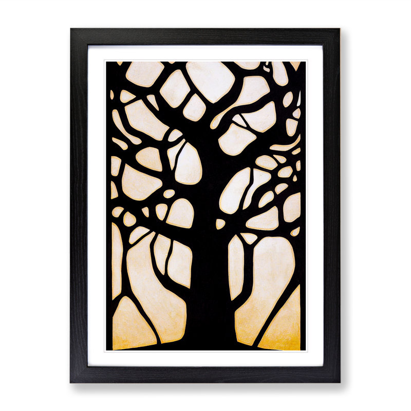 Silhouette Of A Tree No.2 - Single Picture Frame Print, 64cm H x 46cm W x 2cm D, Black Framed