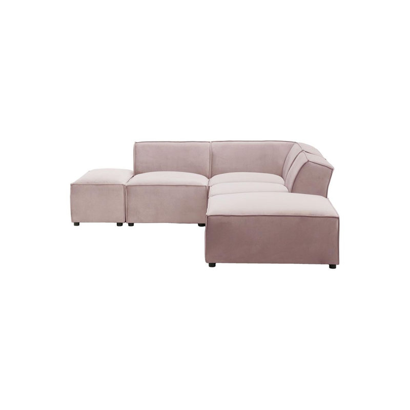 Avilee 5 Seater Velvet Corner Sofa , Purple