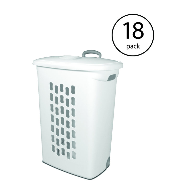 Sterilite White Laundry Hamper With Lift-Top, Wheels, And Pull Handle
