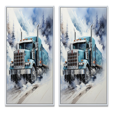 «Turquoise Semi Truck Arctic Hauler», 2 pièces