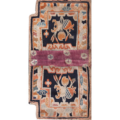 Tapis bleu antique en laine noué des années 1930