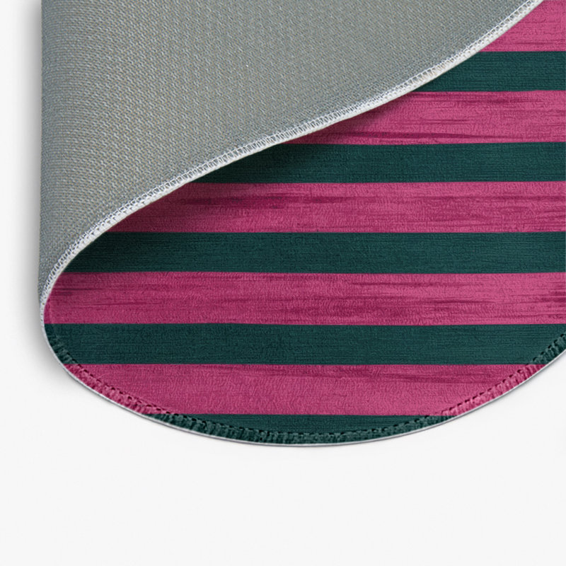 Tapis intérieur / extérieur bleu HorizontalStripes, Rond 5 pi