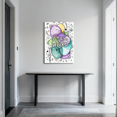 Ballons abstraits colorés «Stay Weird Doodle», reproduction d'art sur toile tendue sur toile, ensemble de 1
