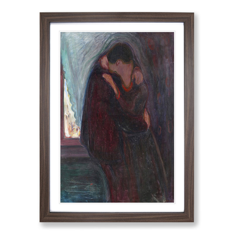 The Kiss Vol.3 by Edvard Munch - Picture Frame Painting, Walnut, 48cm H x 36cm W x 2cm D