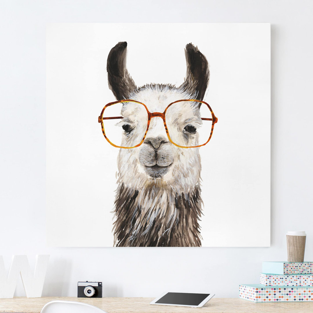 Leinwandbild "Hip Llama with Glasses IV" von "Kein Künstler"