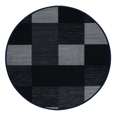 Tapis bleu à carreaux lavable à la machine